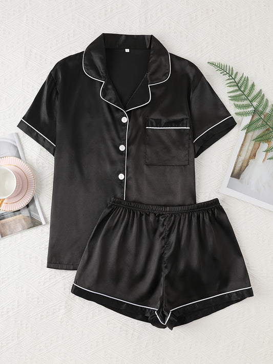 Solid Color Double Shorts Set