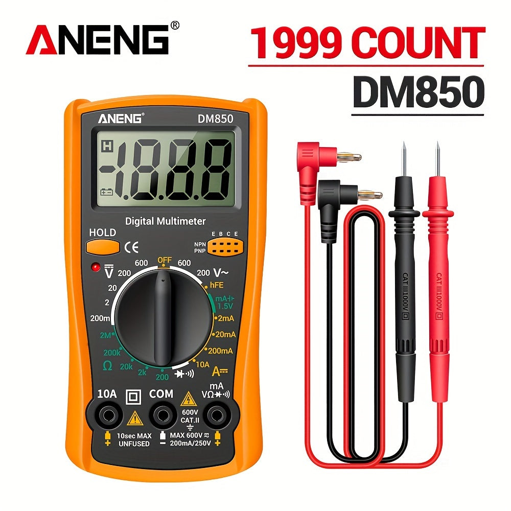 ANENG DM850 Digital Multimeter: Professional, Automatic, 1999 Counts, AC/DC Voltage Tester, Ohm Current Ammeter Detector.