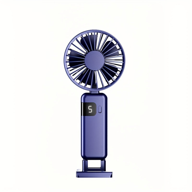 Stay cool wherever you go with our Portable Handheld Fan featuring an LED Display. This USB Rechargeable fan offers 5-speed settings and a foldable design, perfect for use in the office, outdoor adventures, travel, and back to school. An essential gadget