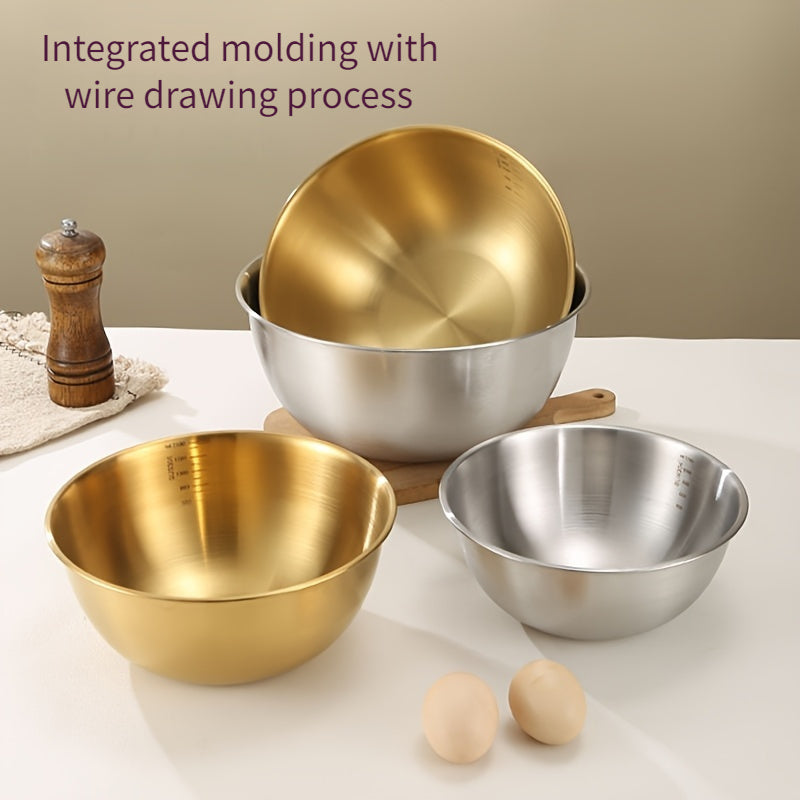 Set of Three Stainless Steel Mixing Bowls for Kitchen Use