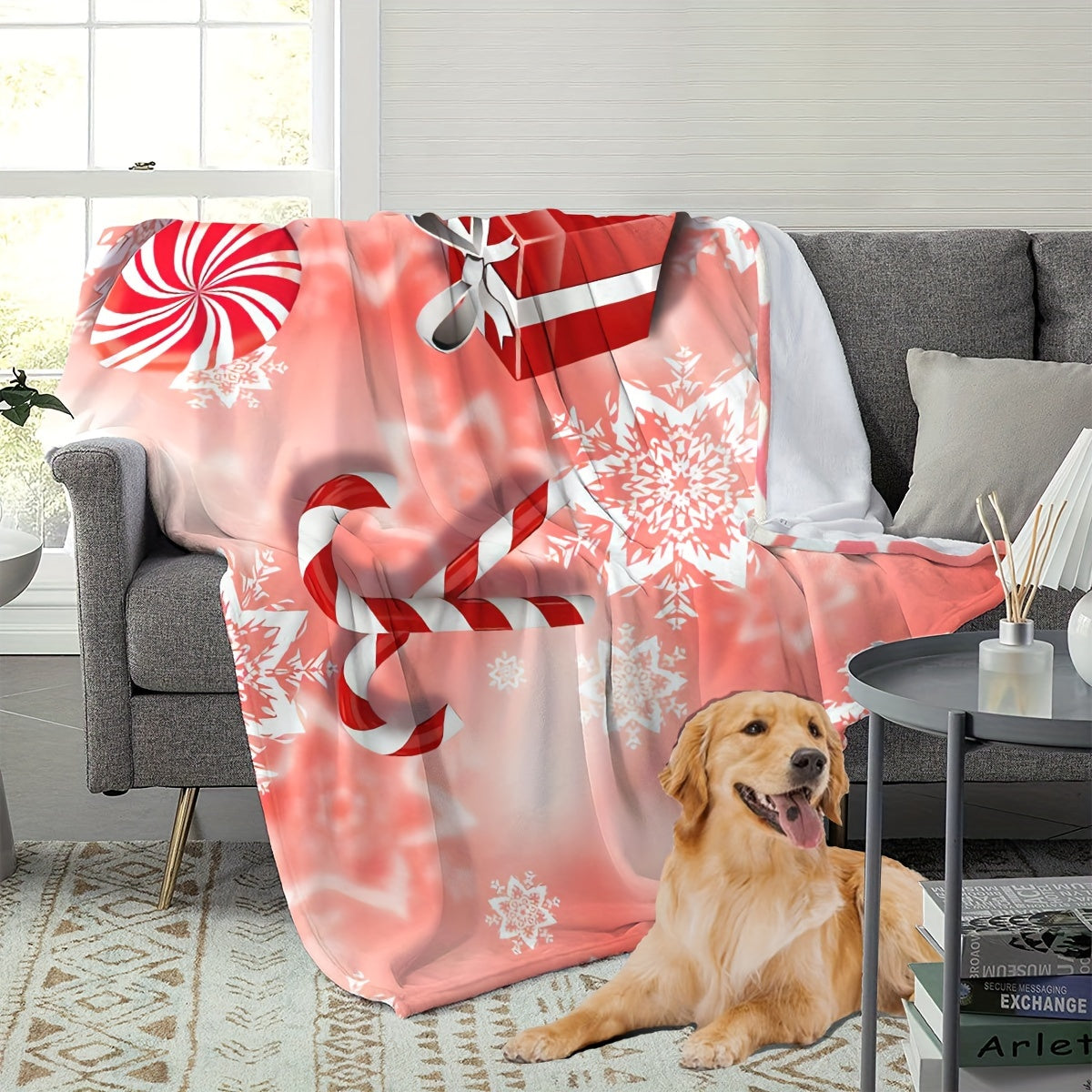 Soft plush throw blanket with a festive Christmas theme, perfect for adding warmth and style to your bedroom, living room, sofa, office, or camping trips. This all-season cozy and lightweight cover features a contemporary digital print on 200-250g