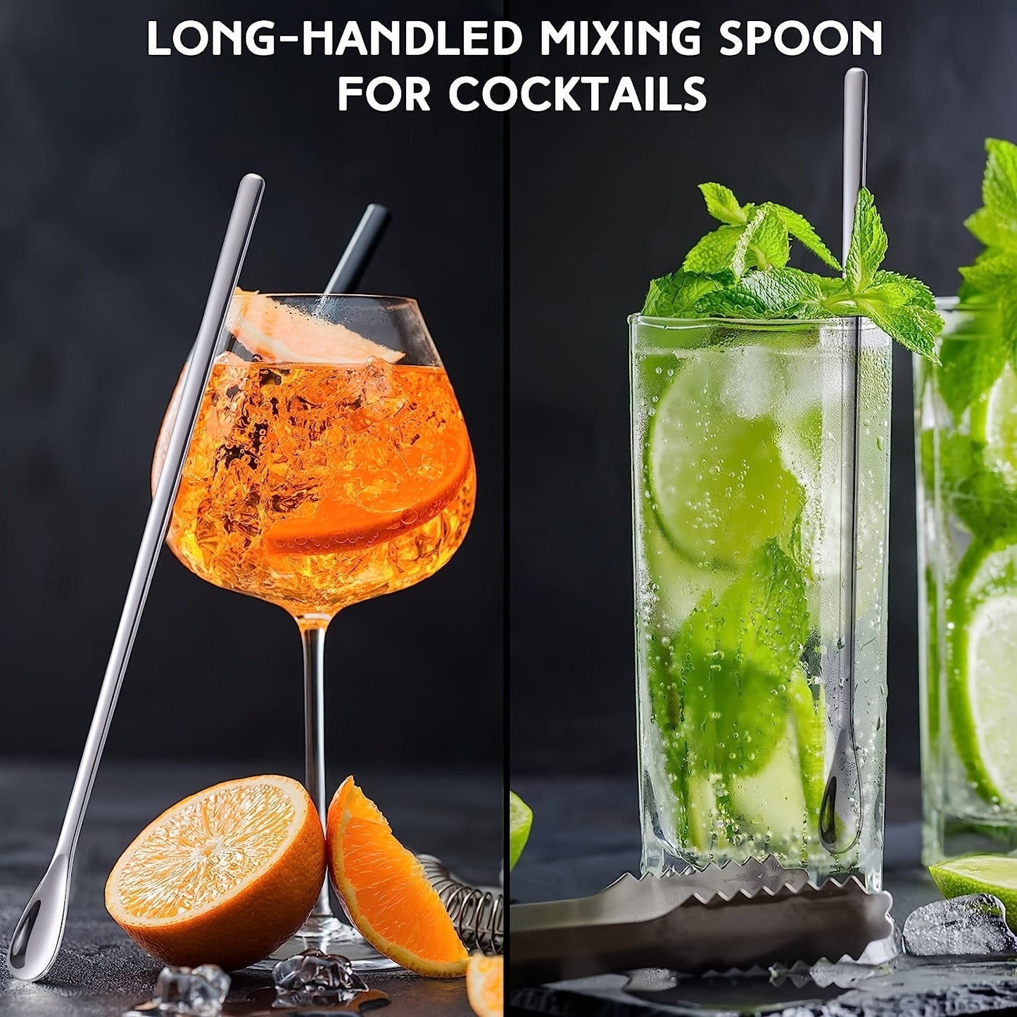 This collection of elegant long-handled Japanese cocktail stirring spoons is perfect for enhancing your drink presentation. Made from high-quality 304 stainless steel, each spoon is 22cm long and can be used for a variety of beverages such as coffee