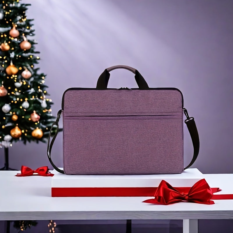 Waterproof laptop messenger bag for men and women, expandable and TSA-compliant. Ideal for office and school use. Purple color, durable and casual.