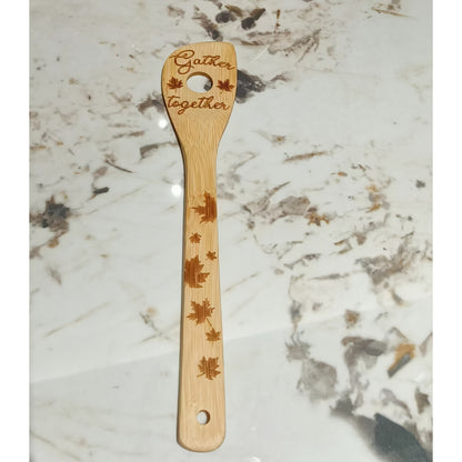 Bamboo wood spatula for non-stick cooking, perfect for Halloween and Christmas.