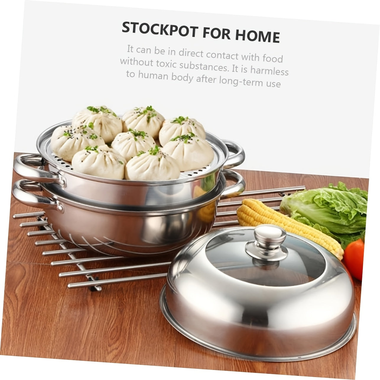 Durable Stackable Stainless Steel Cookware Set with Non-Stick Finish, Bakelite Handles, Visible Glass Lid, and Multiple Layers