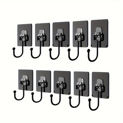 10 pieces of large heavy duty self-adhesive wall hooks for various uses in the bathroom, kitchen, and household.