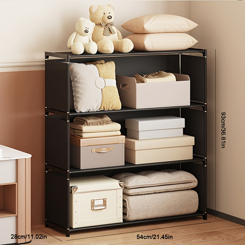 Easy-to-assemble 3-tier metal bookshelf with double row and multi-color options for home storage.