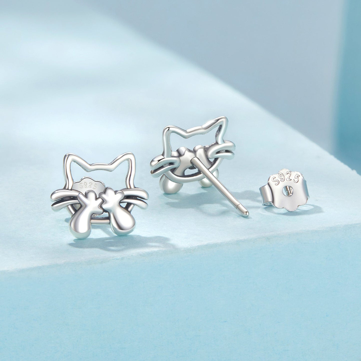 925 Sterling Silver Cute Cartoon Cat Stud Earrings, Hypoallergenic Fashion Jewelry for Women - Perfect for Daily Wear or as a Gift for Girlfriend, Lover, Friend, or Yourself.