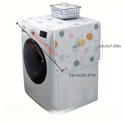 Waterproof refrigerator dust cover with cute cartoon design - multifunctional kitchen storage and hanging bag for home or restaurant use.