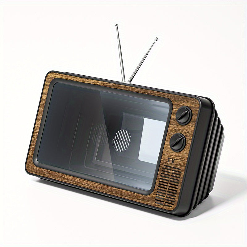 Vintage TV-shaped 30.48 cm phone screen amplifier magnifies 3D movies, videos, and games. Compatible with all smartphones.