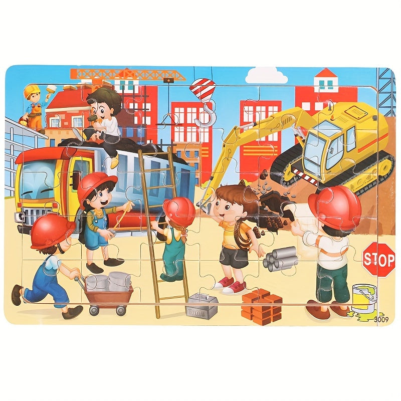 30-piece wooden puzzles featuring animals, dinosaurs, and cartoons for children to enhance their hands-on skills and kindergarten education.