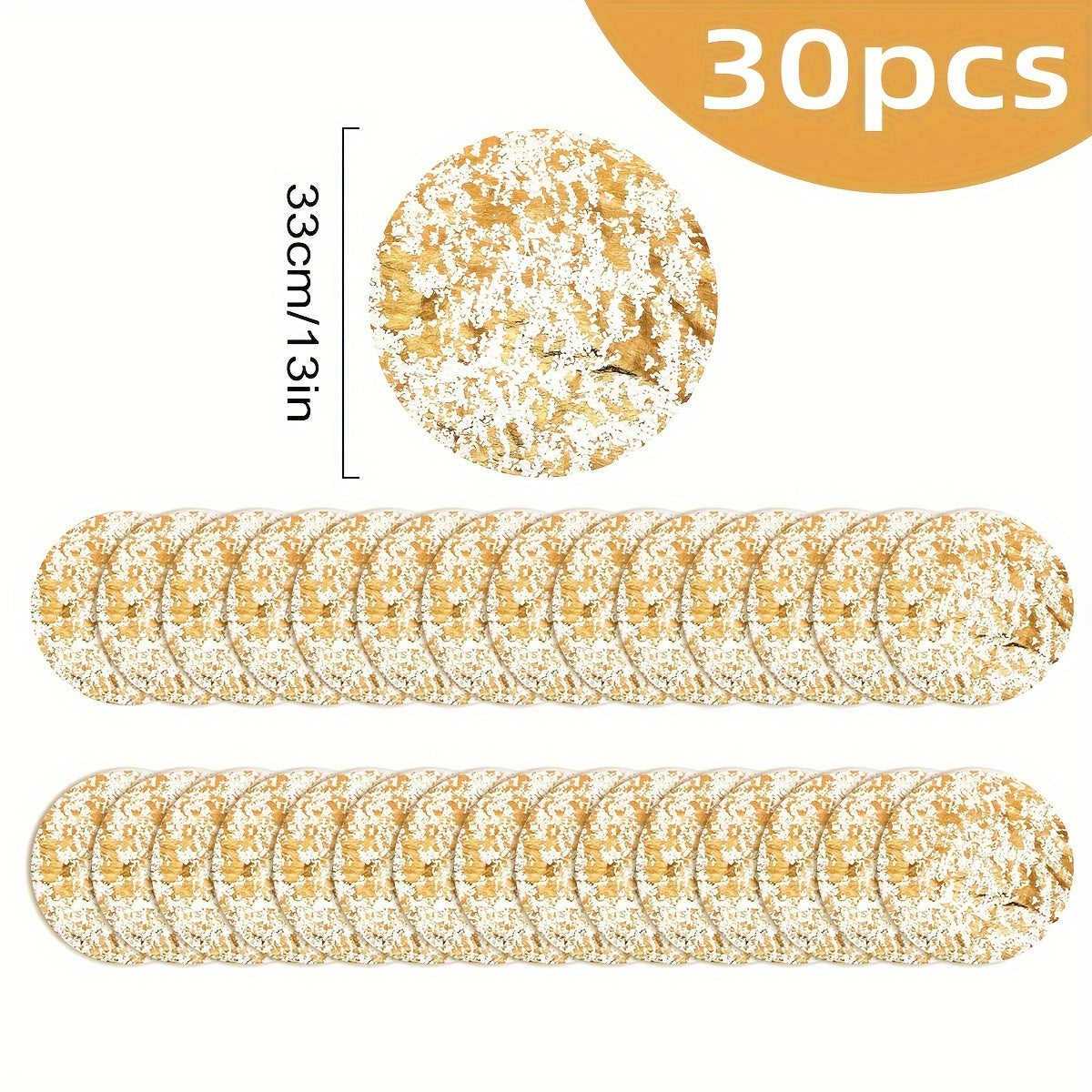 Luxurious Golden Foil Mesh Design Disposable Placemats - Elegant 33.02cm Round Set for Formal Dining, Weddings, Birthdays, and More - Easy Cleanup, Perfect for Any Occasion