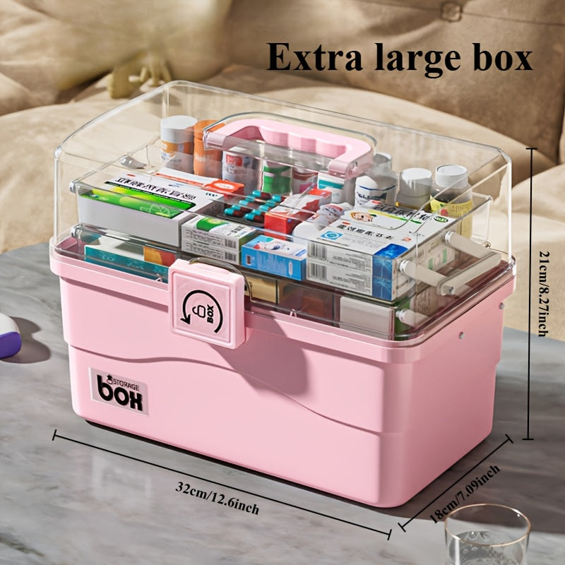 Waterproof medicine storage box with clear visibility design for office supplies and documents.