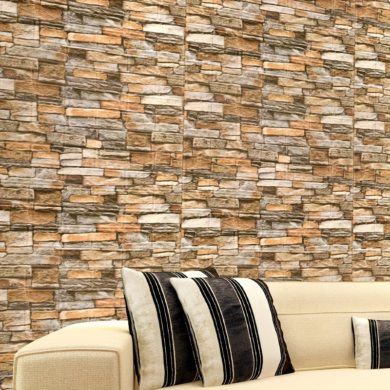 3D stereo imitation brick wall stickers available in 20pcs, 50pcs, or 100pcs, measuring 38.5×35cm/15.16×13.78in. Ideal for DIY home decoration in bedrooms, kitchens, or living rooms.