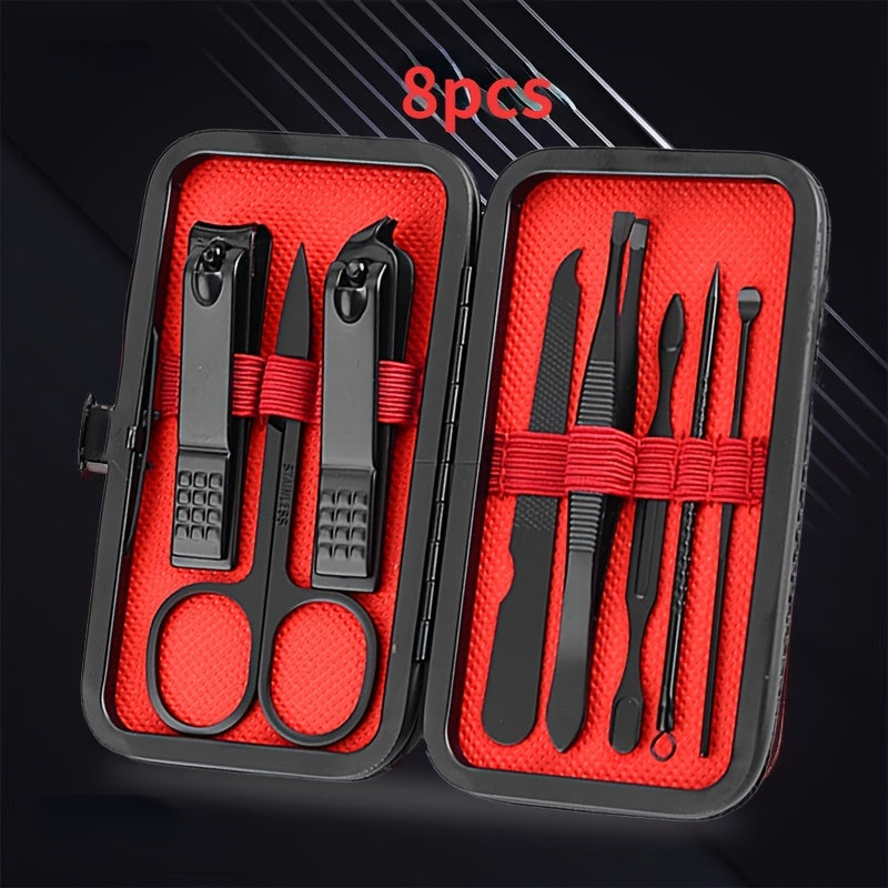 Nail clippers set with 8/15/24 pieces in a portable travel case for professional manicure and pedicure grooming on the go.