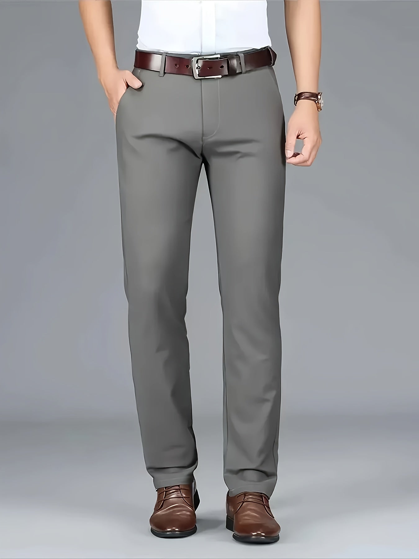 New casual formal pants for men, suitable for all seasons. Business style with trendy long trousers, fashionable and versatile elastic dress pants with a comfortable classic design for