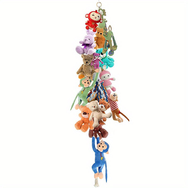 This 1pc bohemian toy chain organizer comes equipped with 20 metal clips and is a powerful toy storage hanging chain perfect for hanging plush toys, hats, socks, and holiday cards. Ideal for keeping your stuffed animals neatly organized.