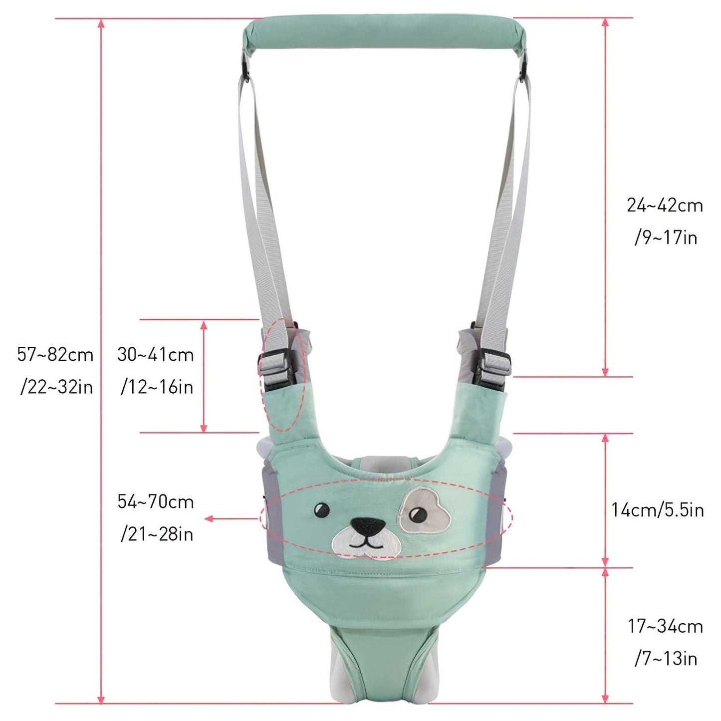 Get your little one on their feet with the Baby Walking Harness! This handheld baby walker belt provides safety and support as your toddler learns to walk. With a detachable crotch for easy use, this walking learning helper makes a great gift for baby's