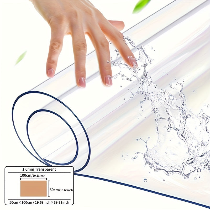 1 pc 1.0mm PVC transparent table cloth, scratch and heat resistant, protective film for home and hotel dining and coffee tables.