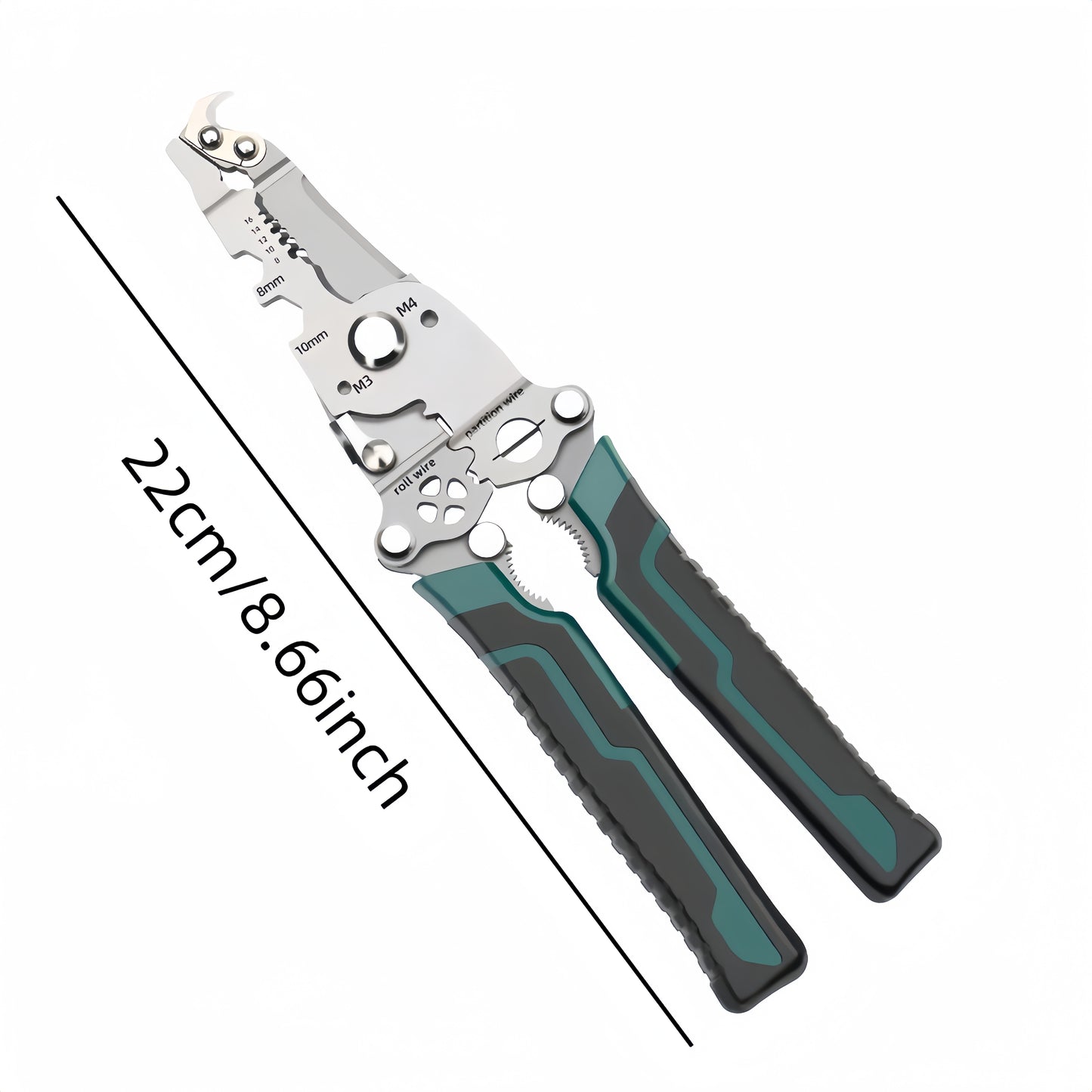 1pc ProMaster Multifunctional Foldable Wire Stripper Cutter with Hook Knife, Screwdriver, Wrench for Quick Wire Stripping and Cutting.