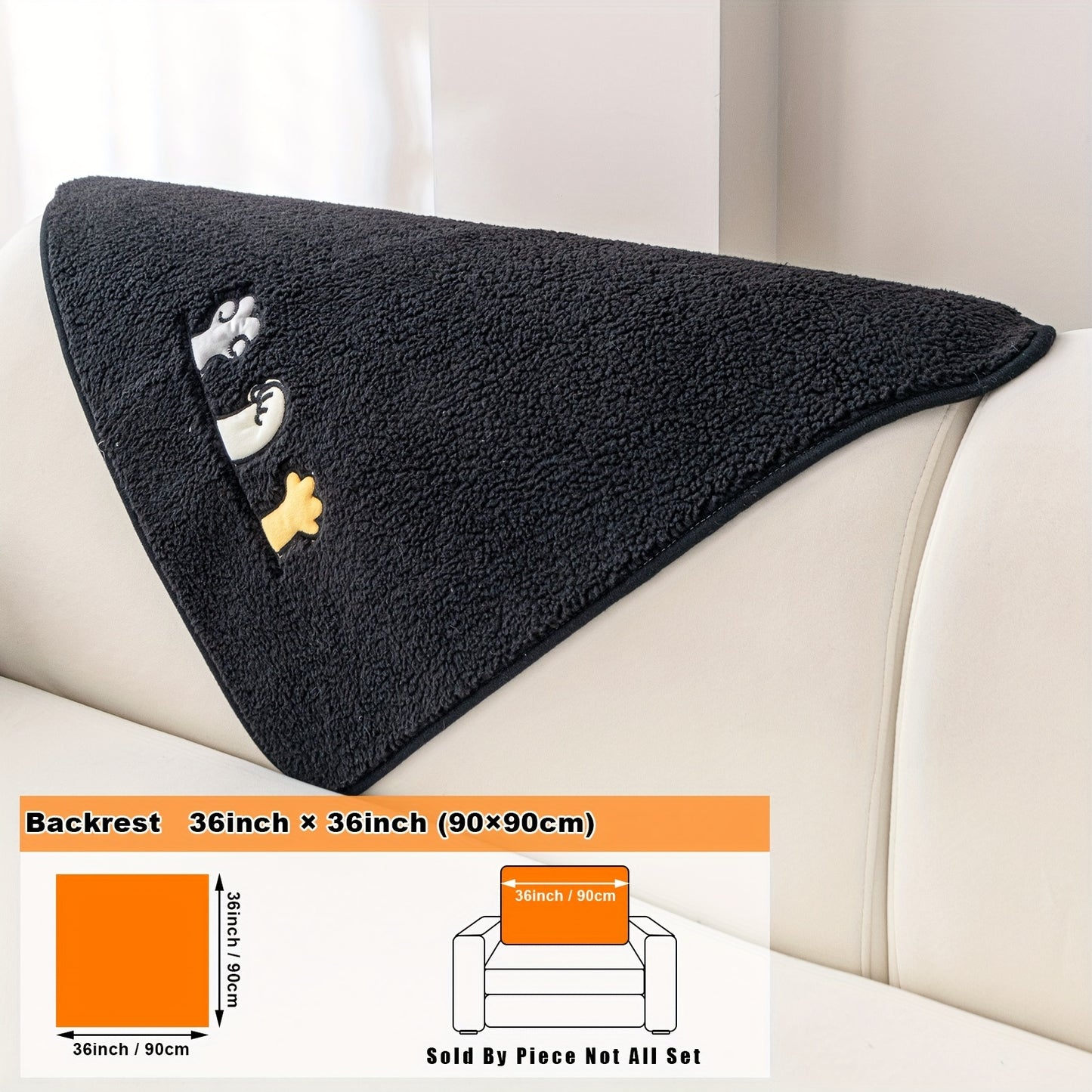 Modern plush sofa cover with paw pattern embroidery, non-slip protection for sofas, machine washable and suitable for various types of furniture.