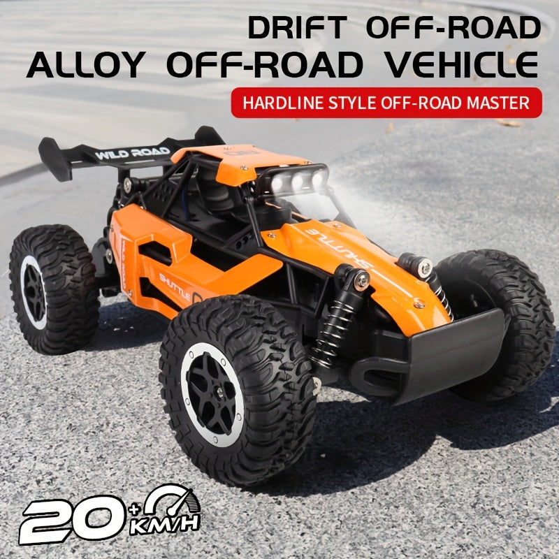 16 RC Alloy Climbing Car with high-speed off-road capabilities, multi-terrain capability, LED searchlights, rechargeable lithium polymer battery, remote control, durable plastic