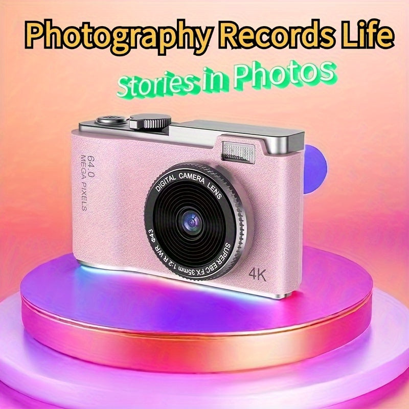 16X Zoom HD Digital Camera for Beginners with USB rechargeable camcorder, webcam function. Ideal gift for teens and holidays. Available in white, pink, purple, green.