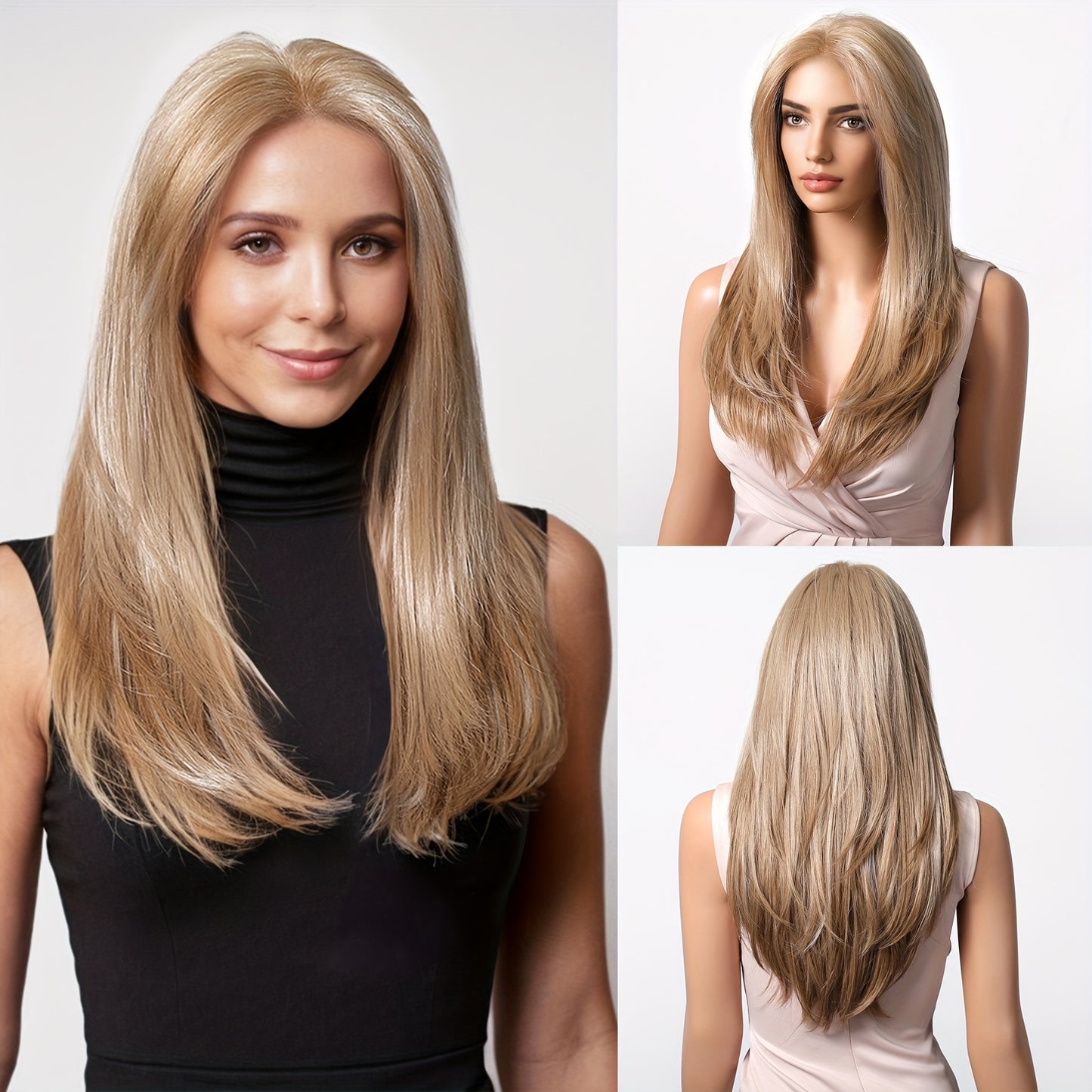 HairCube Elegant Straight Lace Front Wig for Women, 33.02x15.24 cm Lace Area, High Temperature Fiber, Versatile for Various Events - Natural Look & Comfort Fit