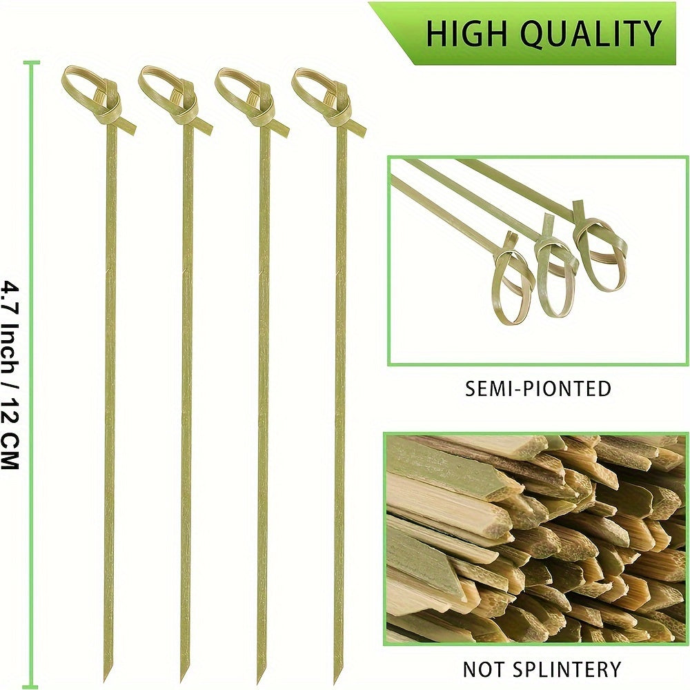 Pack of 200 bamboo skewers for cocktails, appetizers, fruits and drinks. Perfect for party decorations.