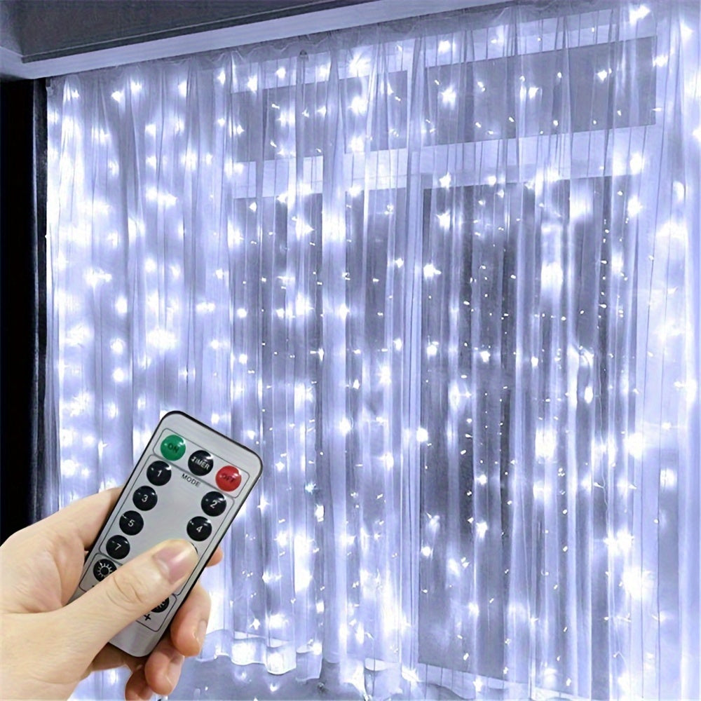 200 Warm White USB Curtain String Lights with Remote Control - Perfect for Room, Bedroom, Christmas, Halloween, Home Decor, Wedding, Party, Birthday, and Graduation.