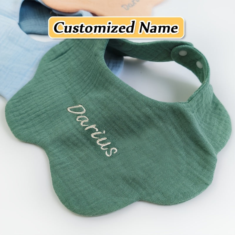 Set of 4 Soft Gauze Children's Bibs with Custom Name Option - Exceptionally Absorbent, Breathable, and Premium Quality - Ideal Gift for Kids' Birthdays, Christmas, and Halloween