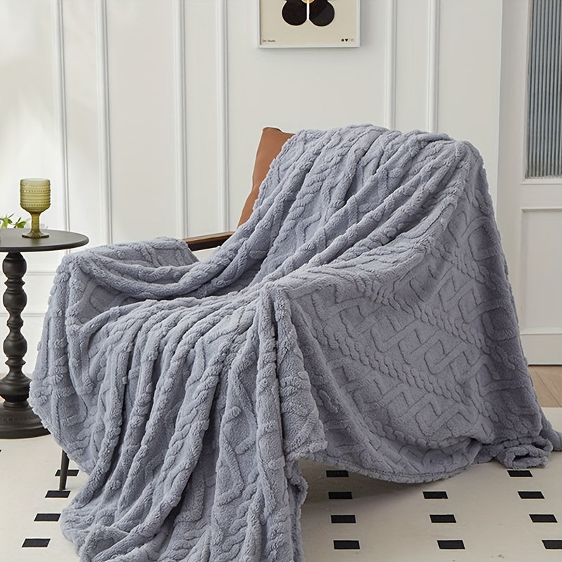 Luxurious Lamb Fleece Blanket with Stylish 3D Design, Plush and Cozy Thick Material, Ideal for Bed, Couch, or Travel. Soft, Warm, and Multipurpose for All Seasons.