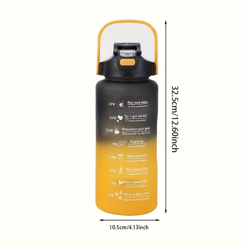 Large capacity water bottle with time marker for hydration reminder, PVC free and lightweight for hand wash only.