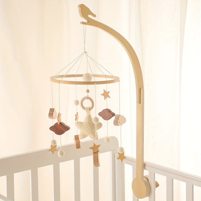 Kids' bed hanging wooden bird bell bracket, home decoration accessory.