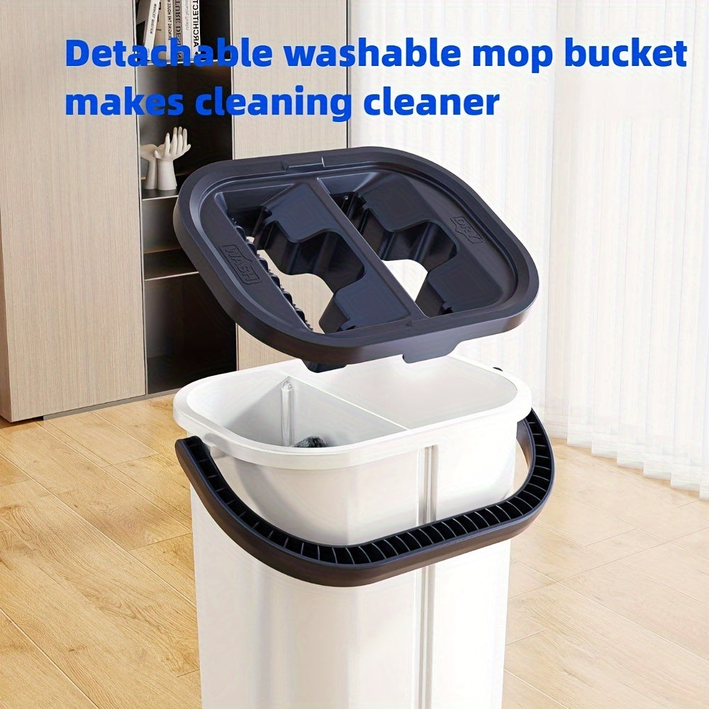 Revolutionary Self-Cleaning Flat Mop and Bucket Set - Features Dual Chamber Dry/Wet Separation, Hands-Free Washing, Perfect for Cleaning Hardwood, Tile, and Laminate Floors in Living Room