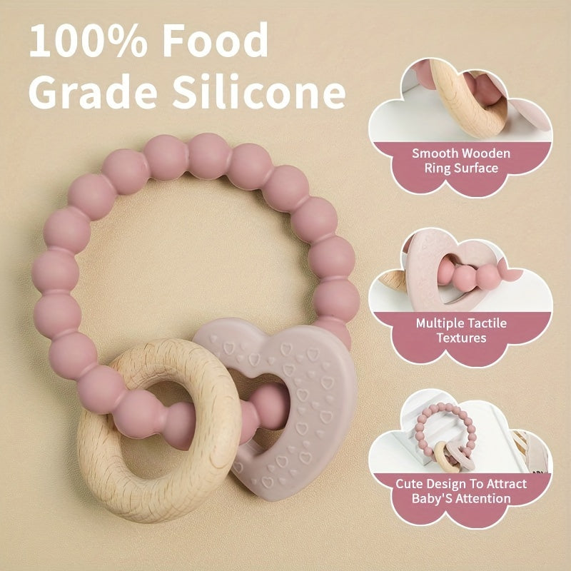 Dusty Rose Baby Teething Toys - Safe BPA-Free Silicone Teethers for Infants 0-24 Months - Designed for Soothing Sucking Needs