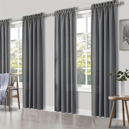 Elegant Set of 4 Red Curtains - Made with Light Filtering, Fade-Resistant Polyester and featuring a Simple Rod Pocket Design, weighing 100-120g/m² - Perfect for Enhancing the Decor of Living Rooms, Bedrooms, and Offices.