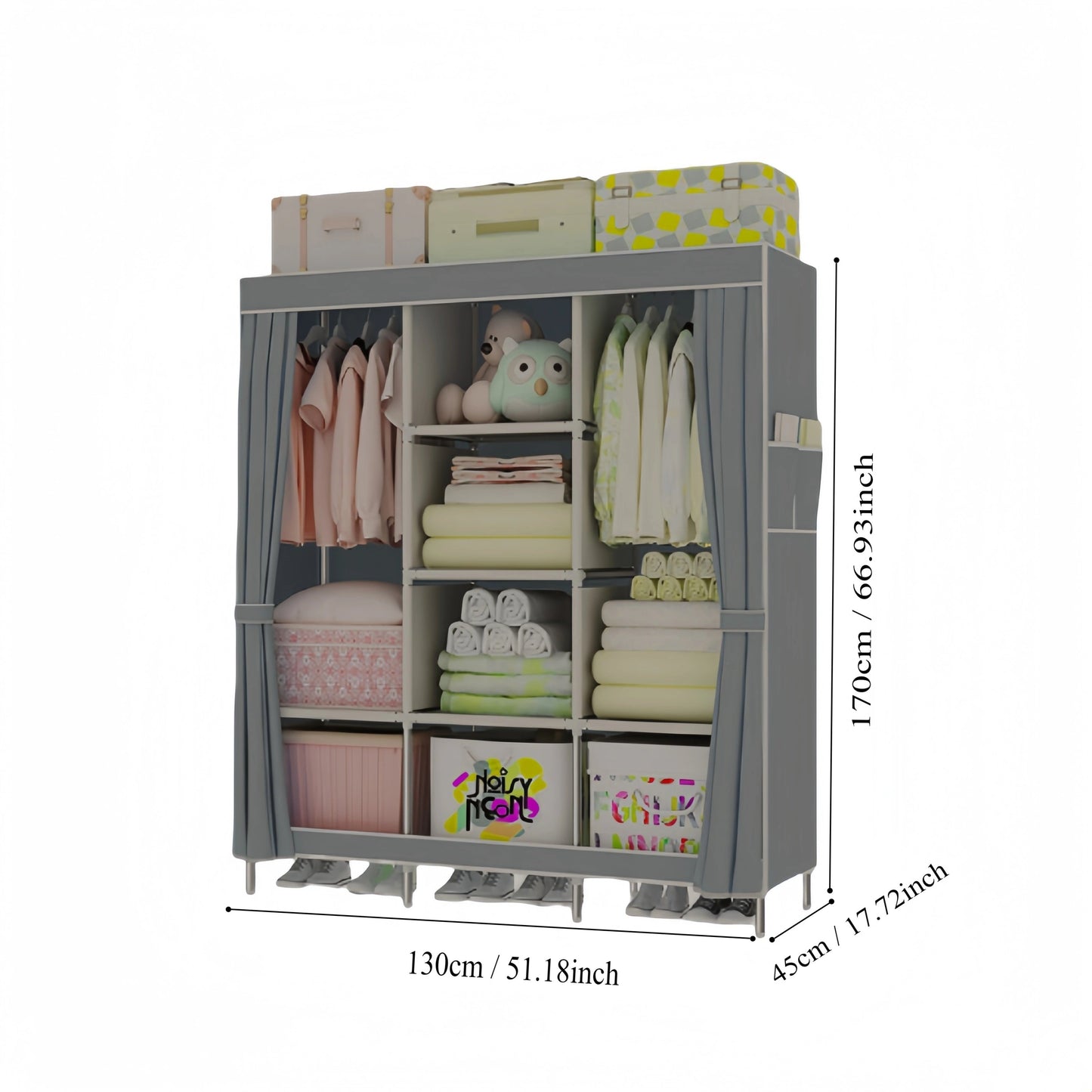 Easily Assembleable Portable Wardrobe Organizer Made of Durable Non-Woven Fabric, Comes in Various Colors, Extra Strong and Sturdy.