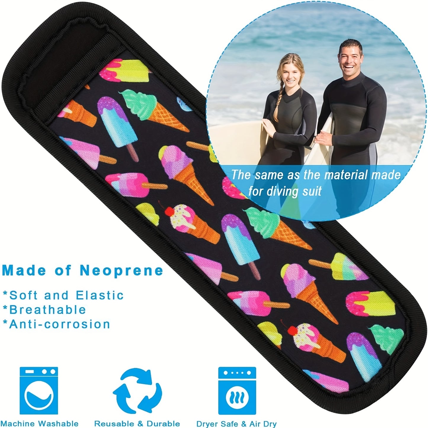 Ice Pop Neoprene Insulator Sleeves, reusable and colorful, perfect for holding freezer popsicles.