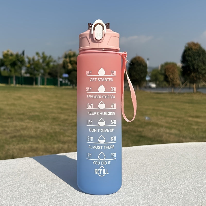 Motivational 750ml/25oz BPA-free water bottle for sports and outdoor activities. Great for camping, hiking, and fitness. Perfect for summer. Ideal gift.