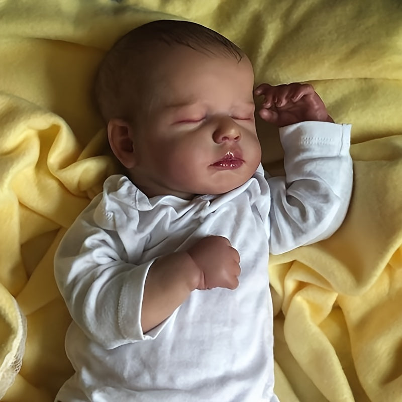 Realistic 20-inch Reborn Baby Doll with soft vinyl limbs, cloth body, and lifelike features.