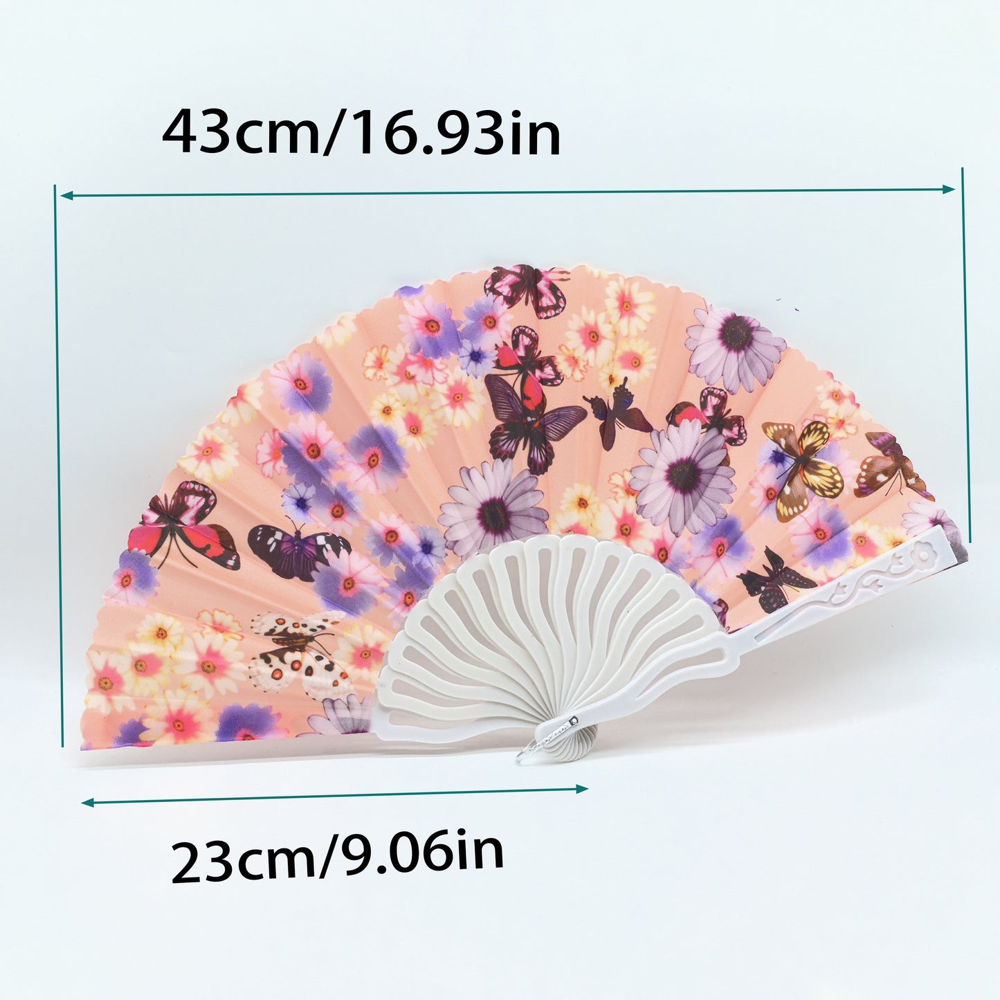 Get your hands on 6 or 12 elegant folding fans featuring a delicate butterfly and floral design. Made from quality linen material, these handheld cooling fans are perfect for photoshoots and staying comfortable during the summer without the need for