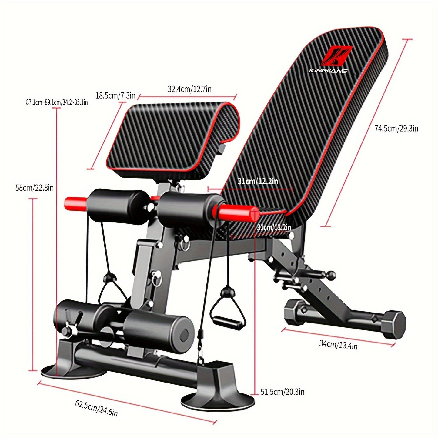 K KINGKANG Adjustable Weight Bench - Foldable workout chair with comfort foam padding, ideal for home gym strength training.