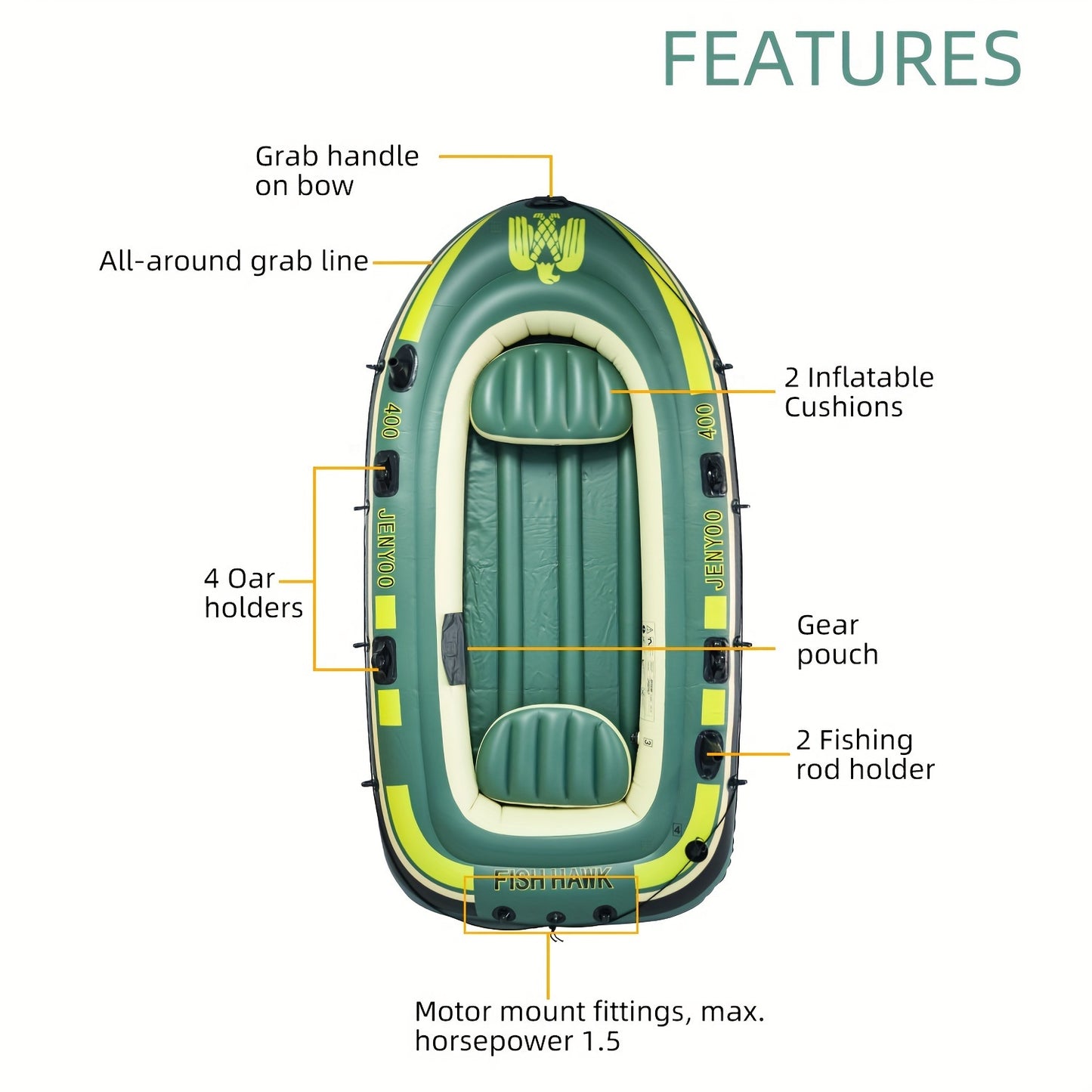 Durable PVC Inflatable Fishing Kayak Series with High-Output Pump, Luxury Paddle, Steering Rudder, Ideal for Various Bodies of Water.