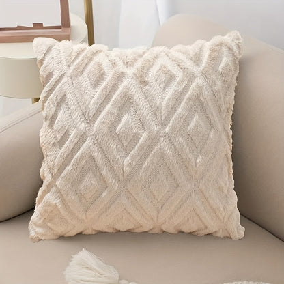 Plush quilted embroidered throw pillow covers for various room and car decor.