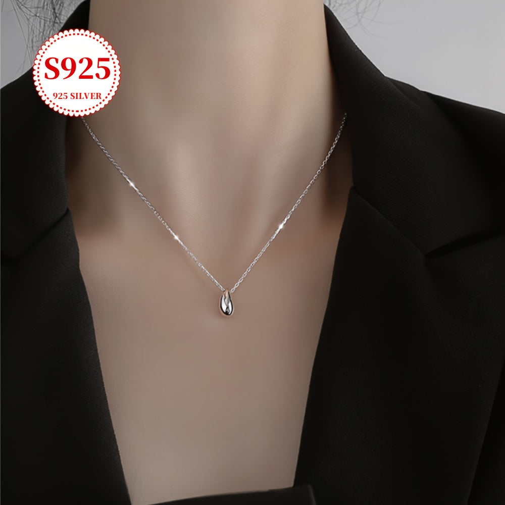 Stunning Teardrop Pendant Necklace for Women in 18K Gold Plated 925 Sterling Silver, Hypoallergenic and Minimalist Design, Stylish Clavicle Chain, Ideal for Everyday Wear, Great Valentine's Day Gift, Comes with Anti-Tarnish Box - Available in White Gold