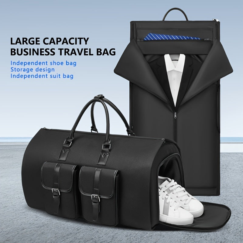 Large capacity black business trip bag for versatile storage and lightweight overnight carry-on.