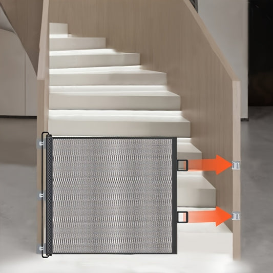 Versatile, adjustable, and portable safety pet barrier for indoor and outdoor use. Simple to set up with a compact design for ultimate convenience. Perfect for pet-proofing stairs.