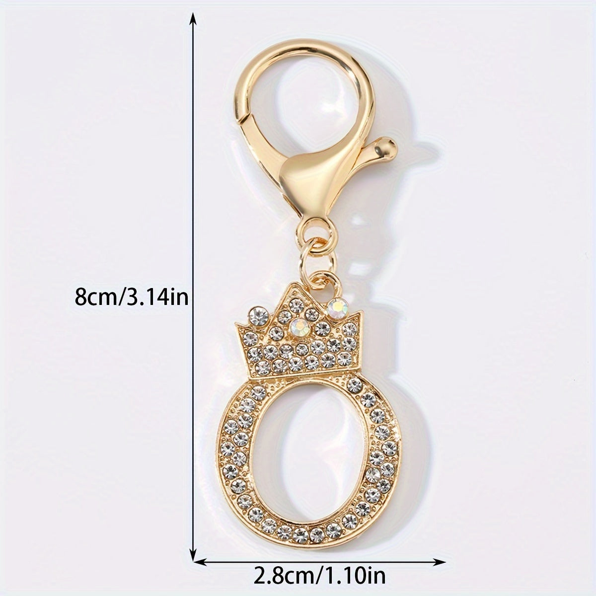 1pc Fashion Zinc Alloy Artificial Diamond Crown 26 English Letters Key Chain for Men, Bag Pendant for Friends.