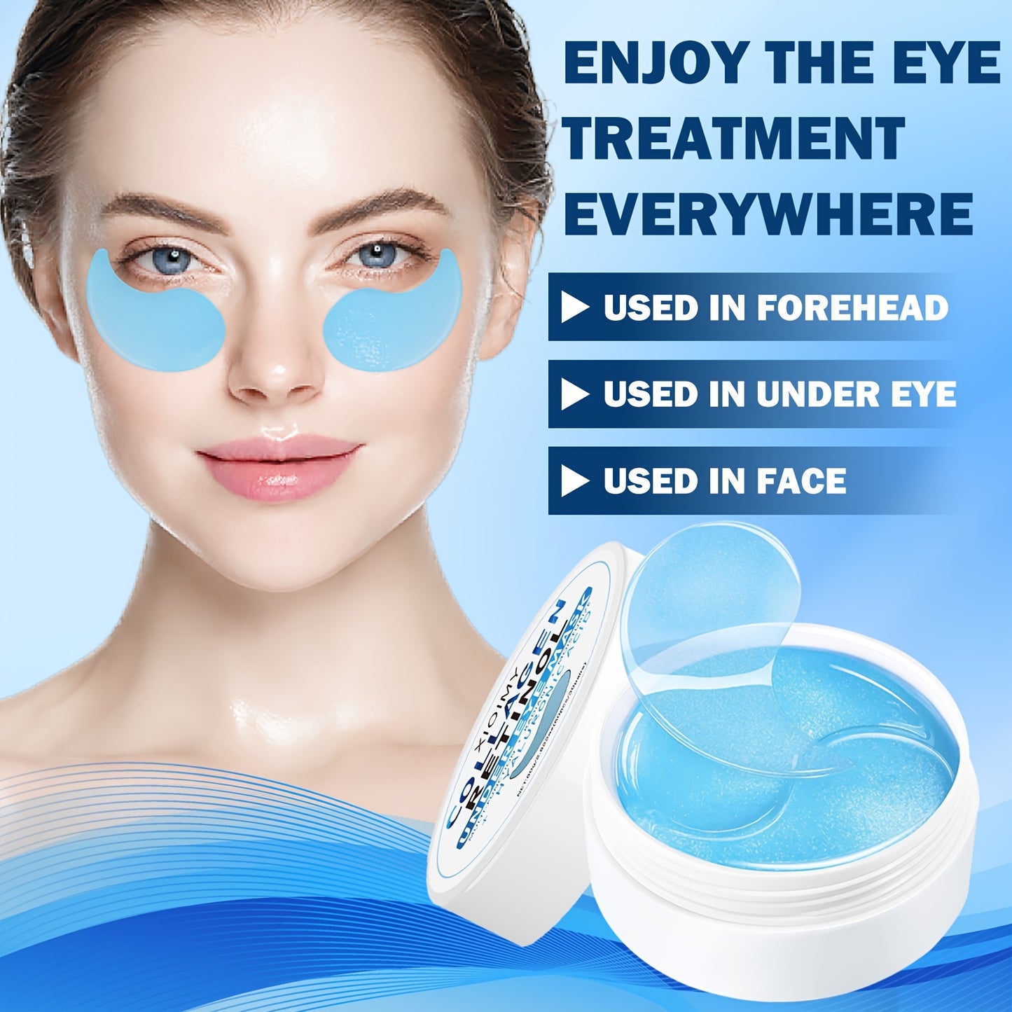 60pcs Collagen and Retinol Hydrogel Eye Mask for powerful moisturization, firming, and smoothing eye skin.